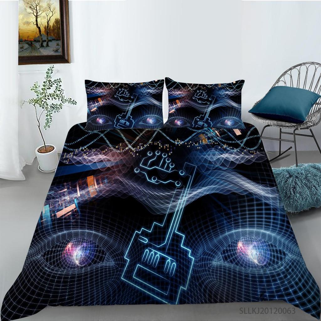Set da letto di lusso Nuova trapunta Stampa figura 3D Camera da letto familiare Matrimoniale Copripiumino e federa Microfibra