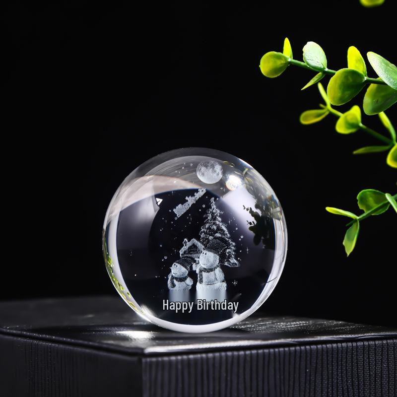 30 Clear Crystal Balls with 3D Laser-Engraved Solar System and Earth Galaxy Design - Creative Desktop Ornaments