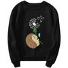 Fashion Womens Loose Winter Print  Long Sleeve Sweater With Fleece Top