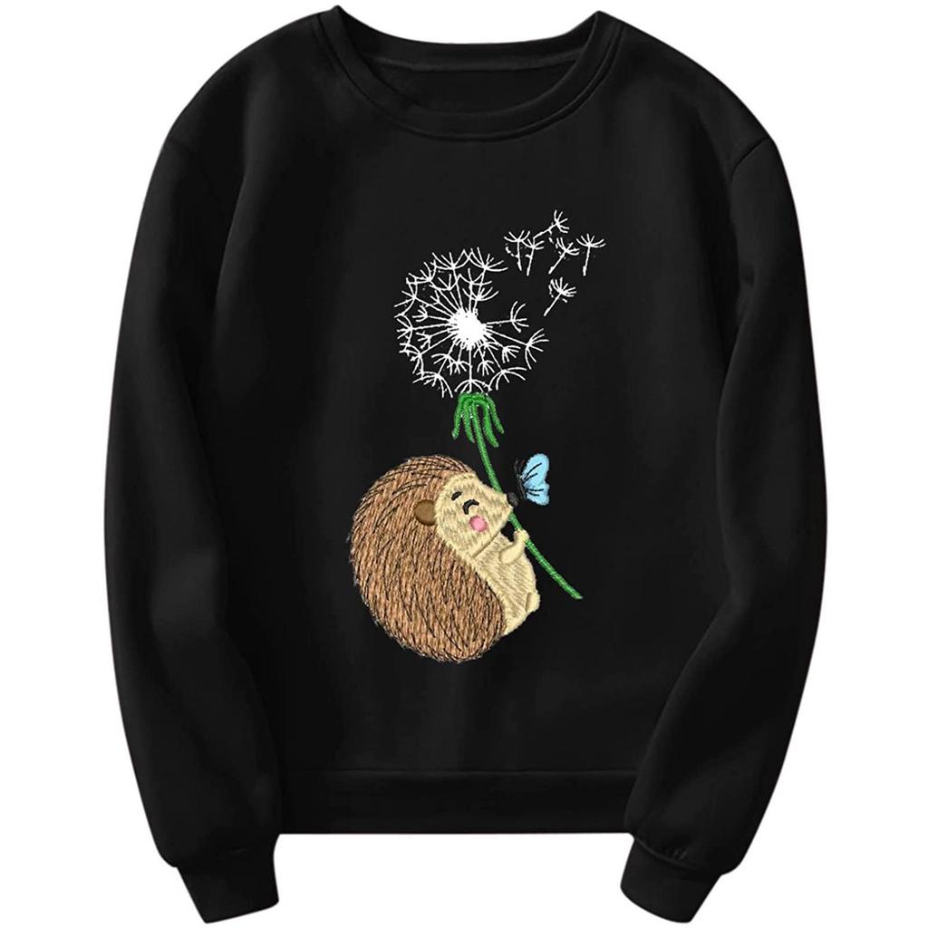 Fashion Womens Loose Winter Print Long Sleeve Sweater With Fleece Top