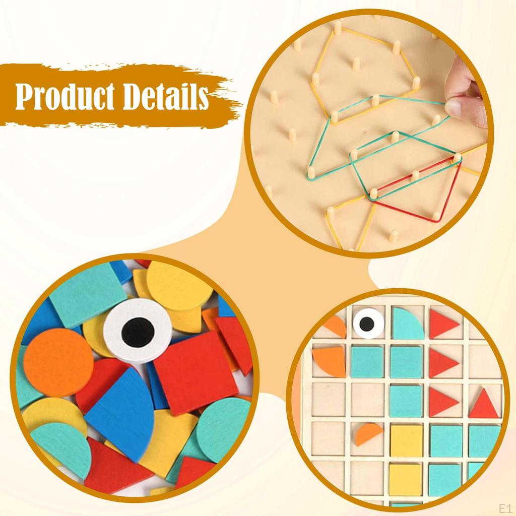 Double Sided Geoboard Wood Geometry Manipulatives Early Development Toy Classroom Pegboard Math