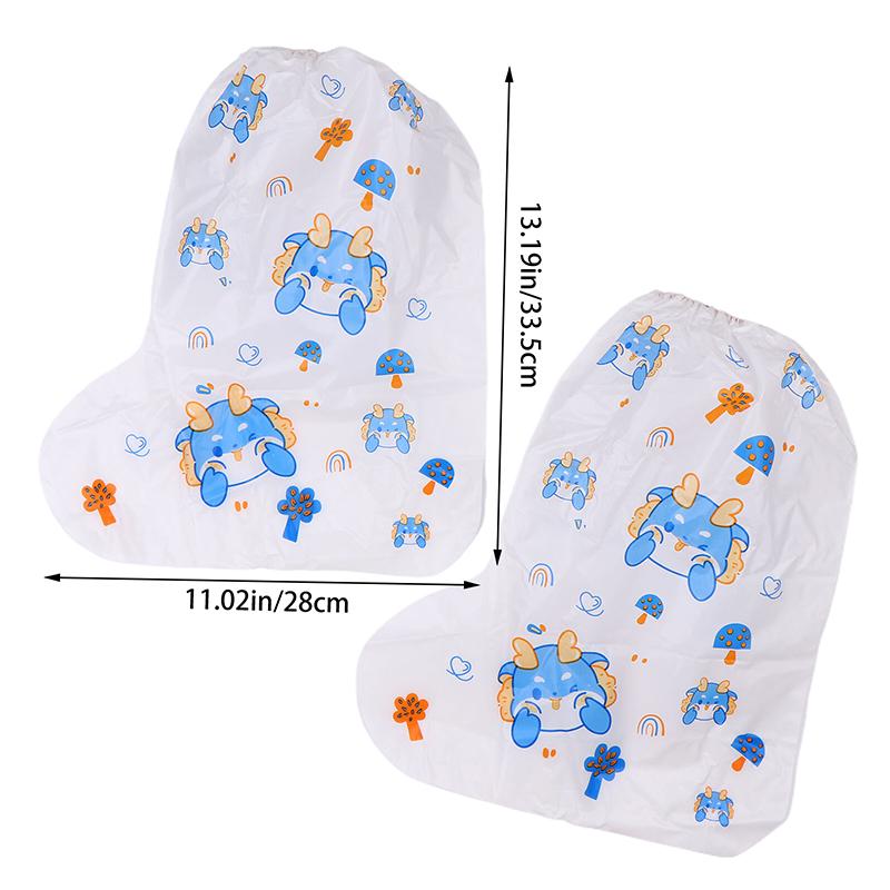 1Pair Cartoon High Waterproof Children'S Shoe Covers Protectors Anti-Slip Rain Proof Long Shoes Cover With Stretchy Cuff