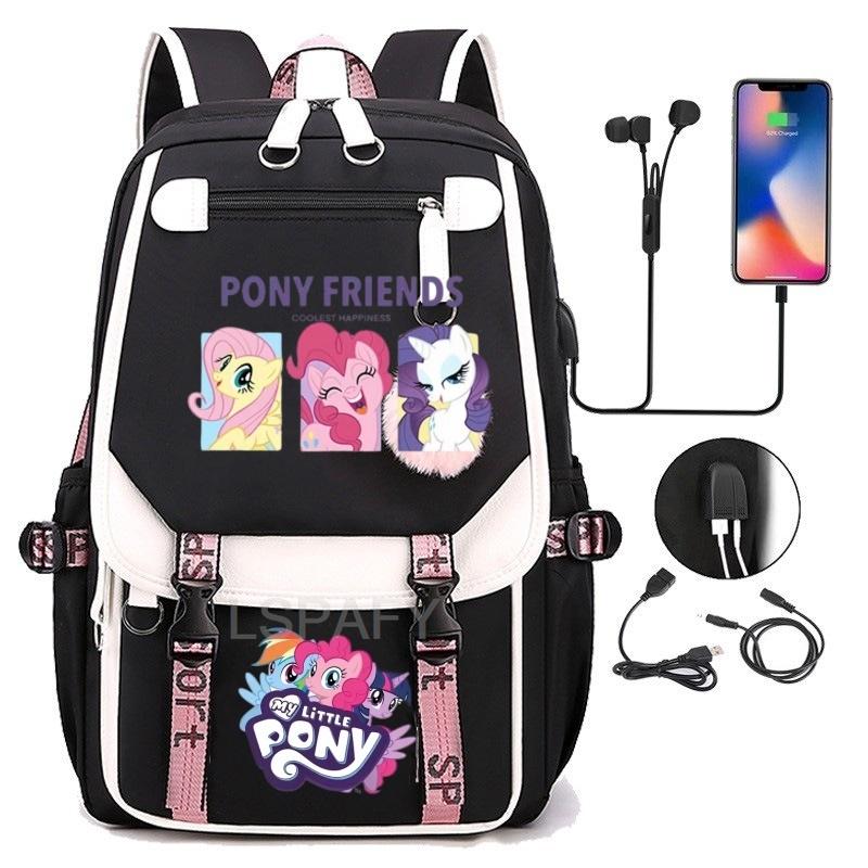 Knapsacks 3Pcs Set My Little Pony School Tote Meal Bag Pencil Pouch Female's Back To School Gift Mochila Teens Trip Bags