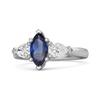 Blue Sapphire Three Stone Ring - 925 Sterling Silver