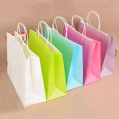 Candy Colorful Shopping Bags 10PCS Kraft Paper Gift Candy Bag Colored Hand-held Paper Bags Wedding Party Decoration Gift