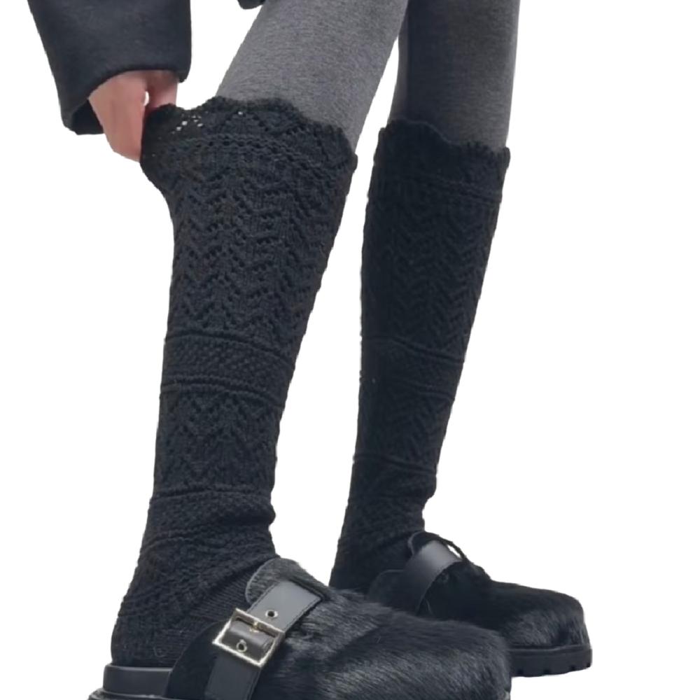 

Милые гольфы до колена JK с вырезами, чехлы для ботинок в стиле лолита, простые гольфы средней длины для женщин чёрный