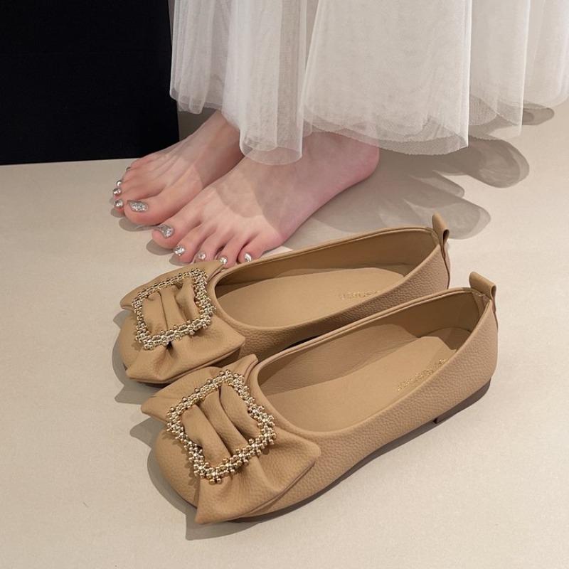 Fashion Black Low Heel Elegant Slip-on Office White Women's Flat Shoes Moccasins 39 Social Luxury Brand Stylish Spring Ladies Footwear
