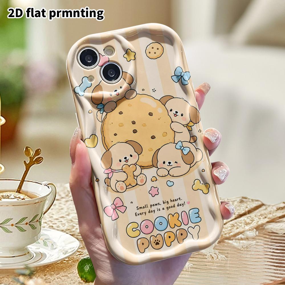 Phone Case: 2D Flat Design Suitable for iPhone 18 17 16 15 14 13 Pro Protective Case, Cookie Puppy, Perfect Christmas and Halloween Holiday Gift