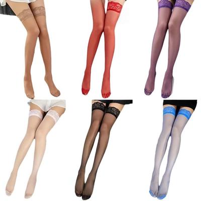 Lolita Cute Girls Woman Lace Stocking Plus Size Sexy for Women Fashion Ultra Thin Over Knee Stockings Tight High Breathable Socks Black White Red
