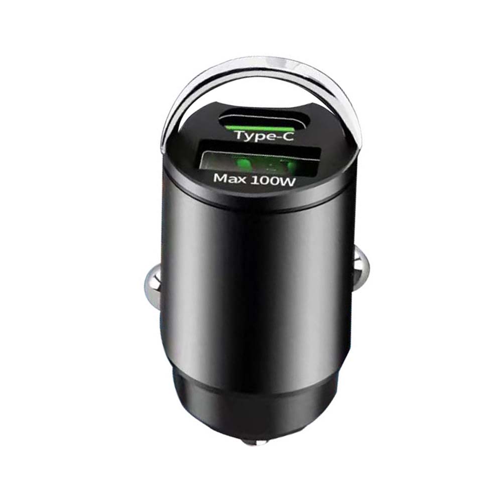 200W Dual Ports Mini USB Car Charger Super Fast Charging Cigarette Socket Lighter 12-24V Aluminum Alloy Phone Charge Adapter