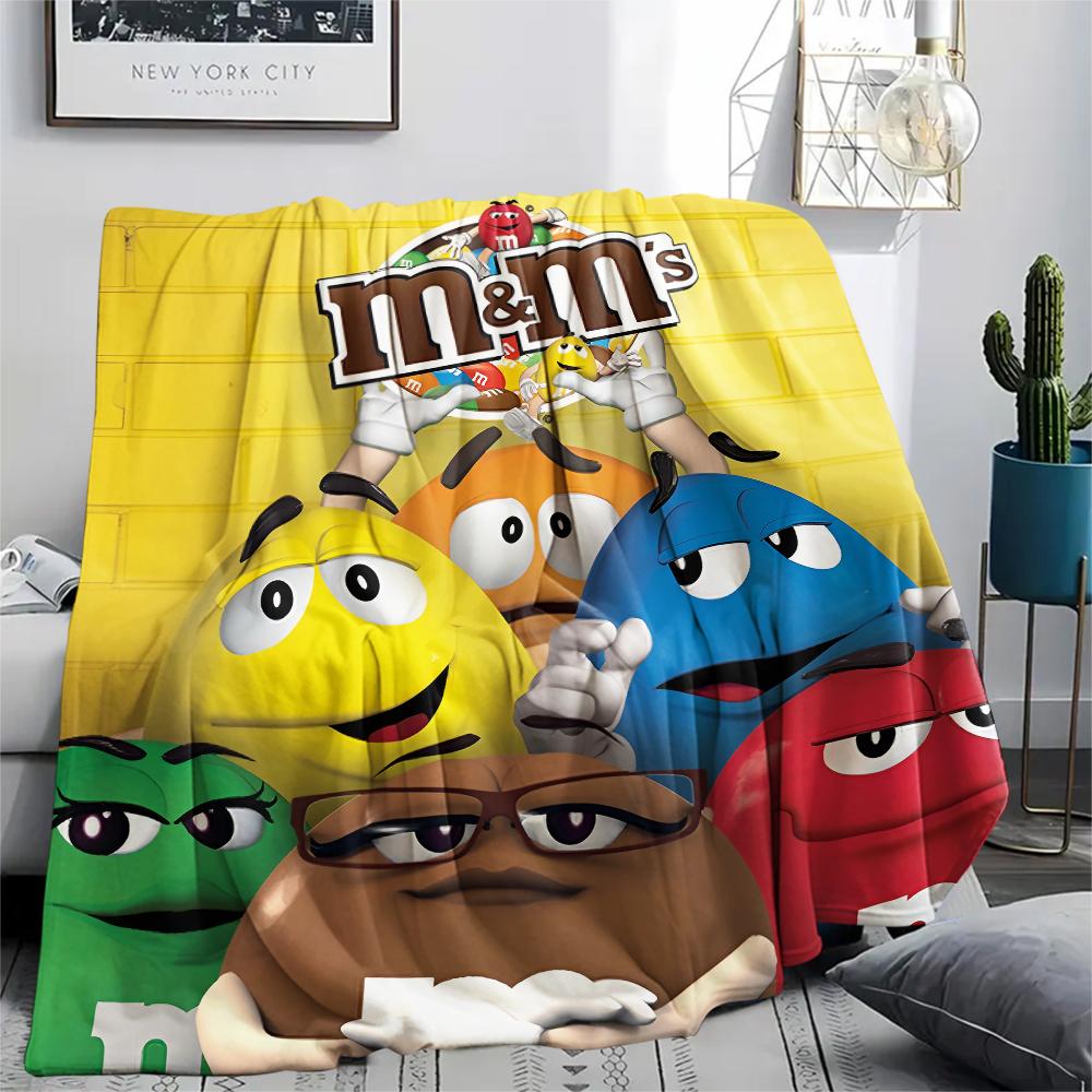 1pz Coperta in Flanella con Stampa M&M's, Alta qualità, Per Tutte le Stagioni, Decorazione per la Casa, Calore e Comfort, Perfetta per Regali di Natale