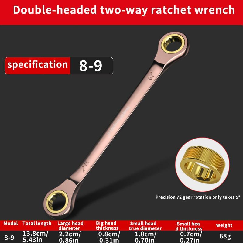 Double Head Ratchet Wrench , 6-27mm Chrome Vanadium Steel, Reversible Combination Spanner for Auto & DIY Repairs