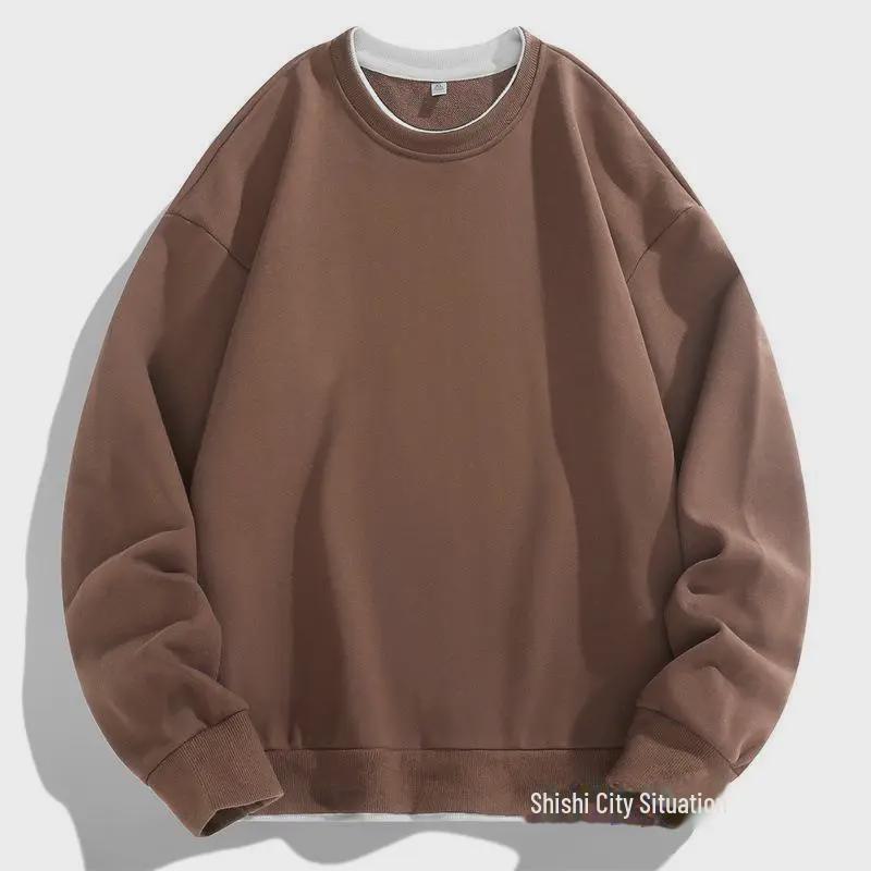 Men's Autumn Long-Sleeve Heavyweight Fake Two-Piece Sweatshirt