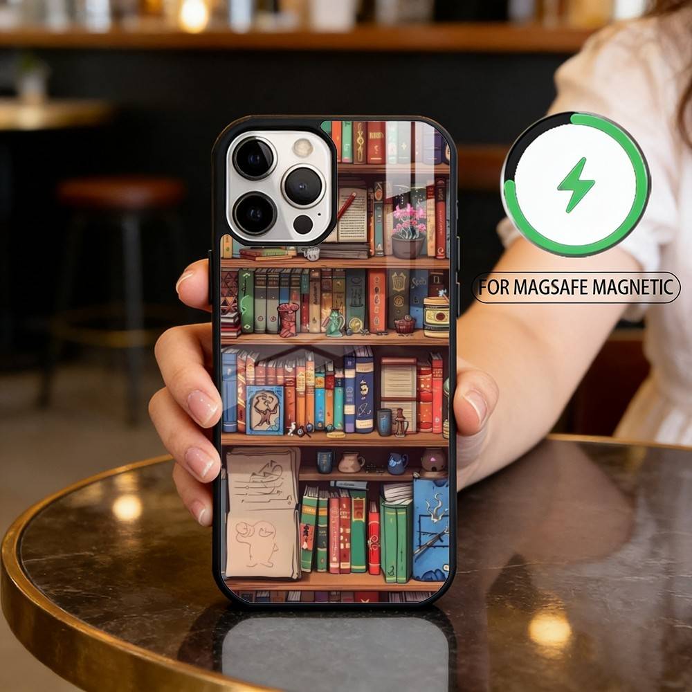 

C-Creative B-Bookshelf Magnetic For Magsafe Wireless Charging Phone Case For iPhone17,16,15,14,13,12,11 Plus,Pro Max iPhone17Air