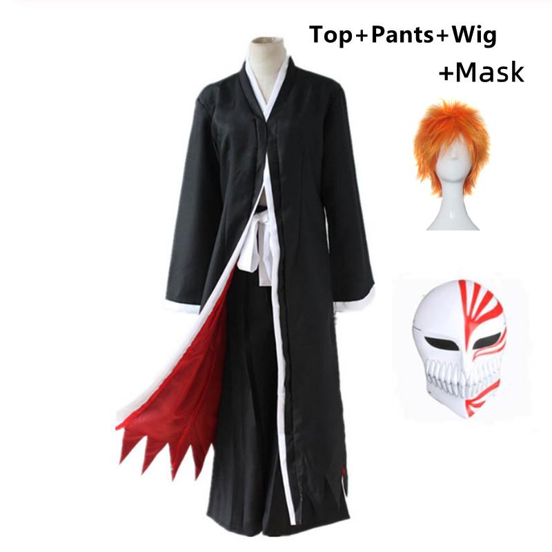 Anime Ichigo Kurosaki Cosplay Costumes d'Halloween Masque Hauts Et Pantalons Ensemble d'Halloween Pour Hommes S black