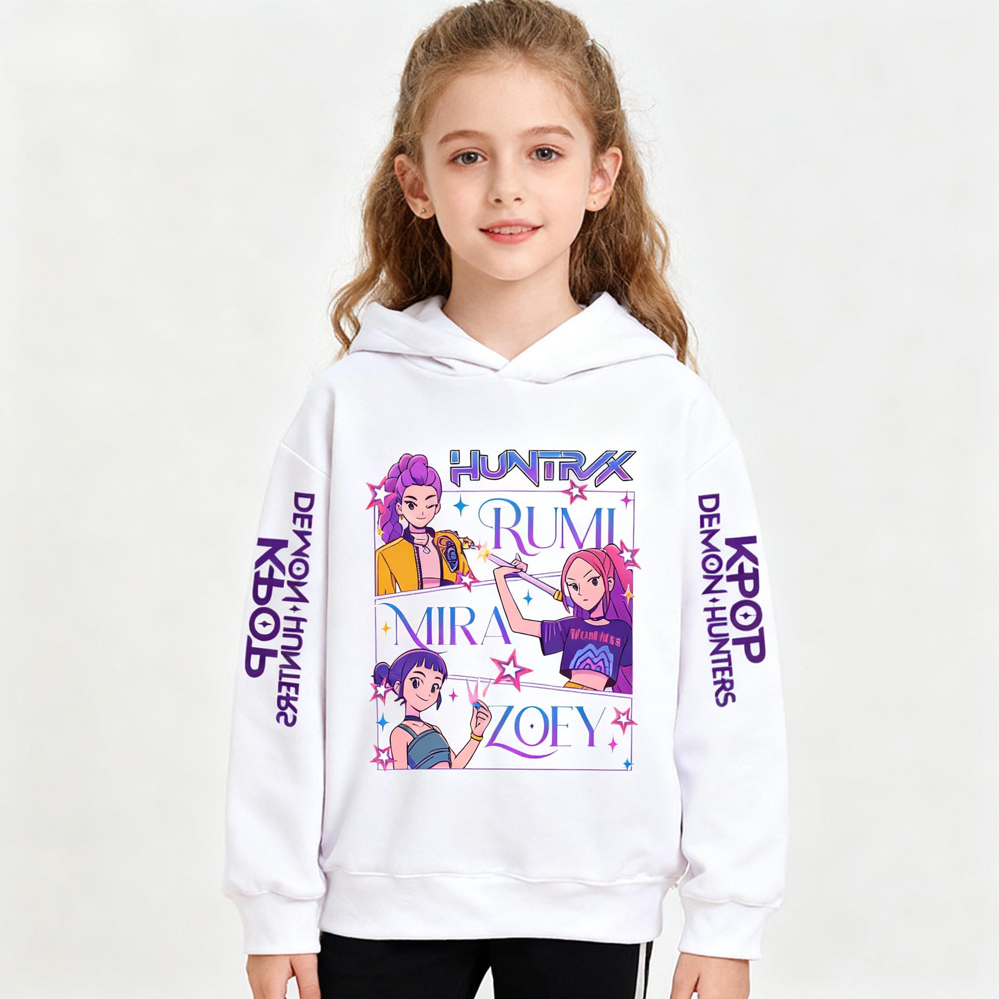 

Devil Hunter Cartoon Children s Girl Hooded Sweatshirts for Autumn and Winter Warm Comfortable and Soft Hoodies Fashionable Clothing 140