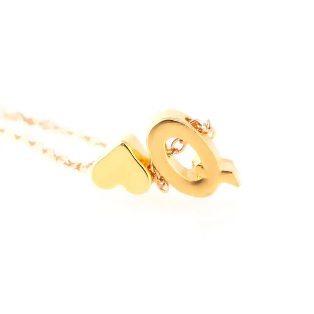 Fashion A-Z 26 Letters Initial Alphabet Heart Necklace Stainless Steel Heart Pendants Necklaces For Women