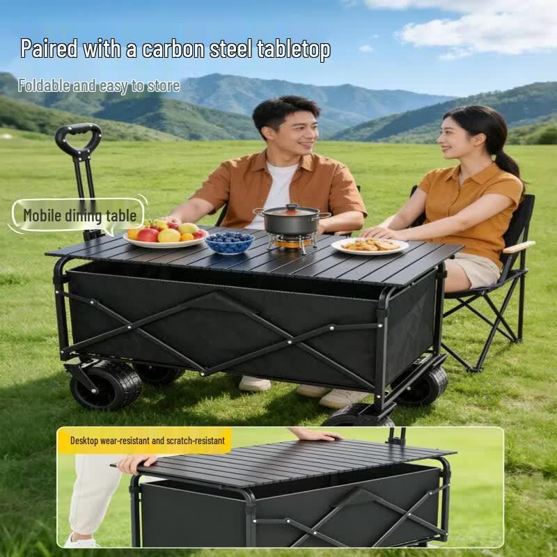 Heavy-Duty Folding Outdoor Camping Wagon with 10-Inch Wheels