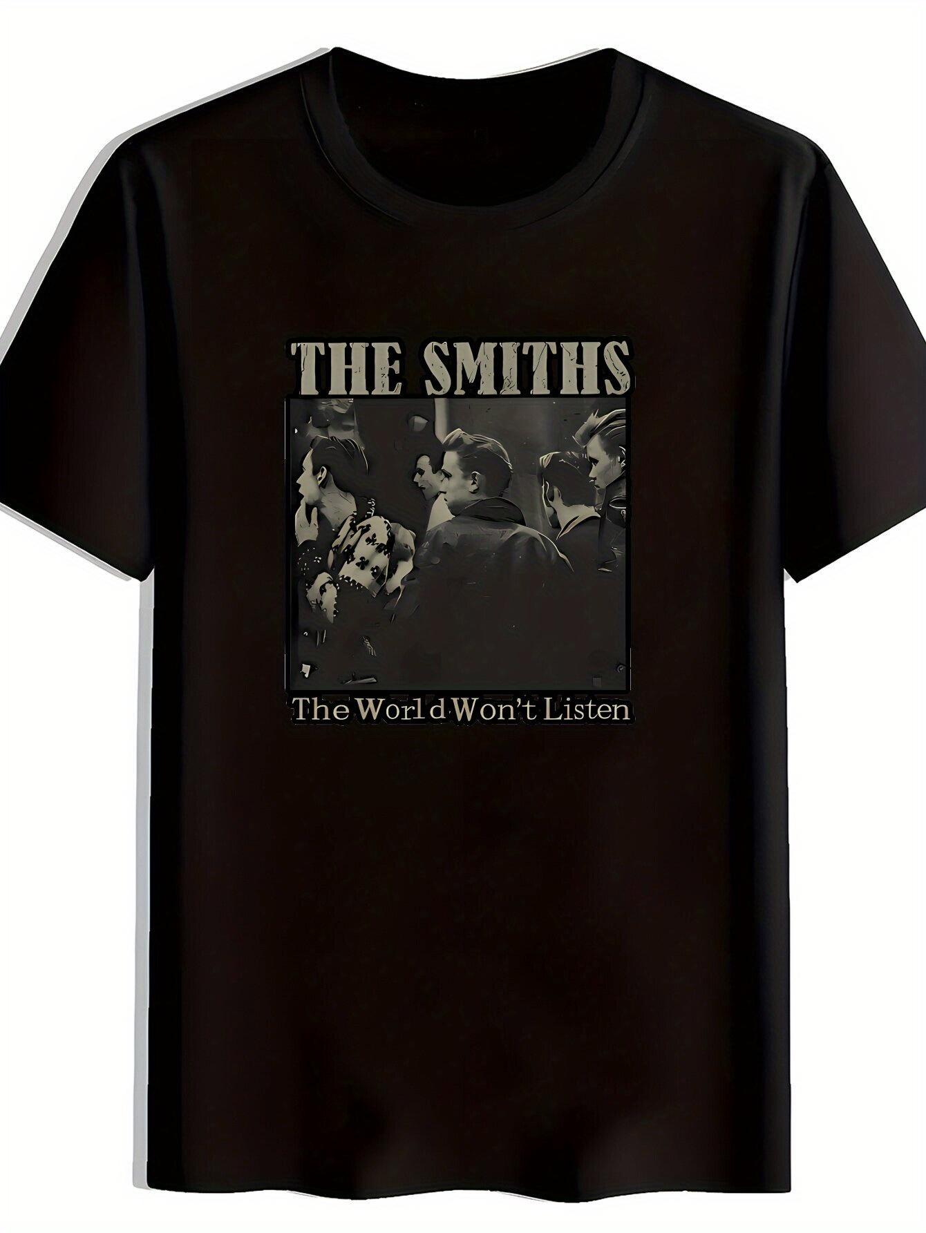 Casual Short Sleeve T-shirt - Black The Smiths Graphic Print XXXL