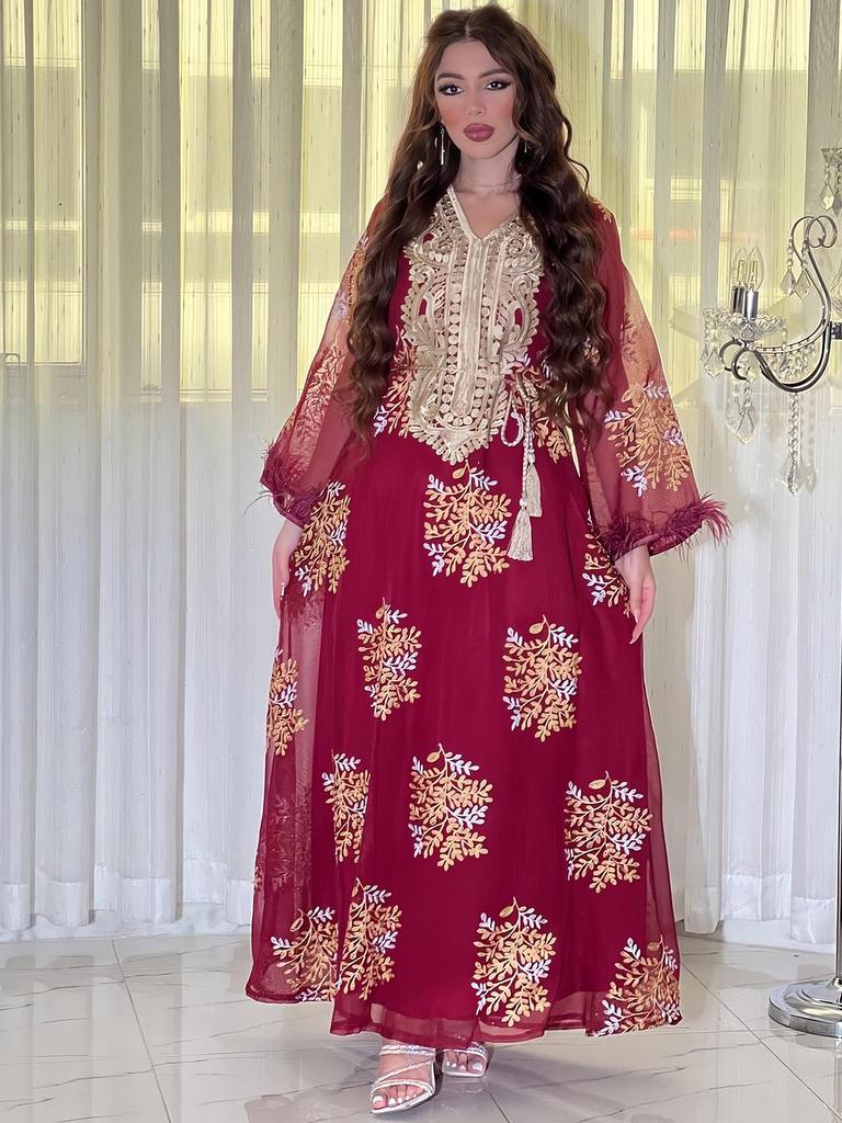 Middle Eastern Embroidered Muslim Women's Dress