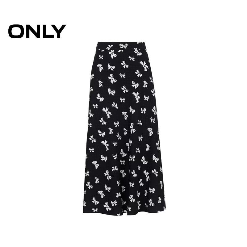 Only 2026 Spring Bow Print A-Line Midi Skirt