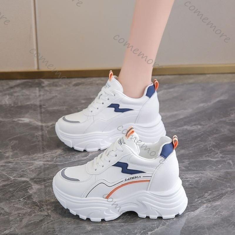 Fashion Comemore Inner Height Casual Women Sneakers Spring Autumn New Thick Bottom White Sports Daddy Shoes 7cm Chunky Heeled Tenis Shoe