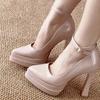 New Nude Patent Leather with Waterproof Table Mary Jane Shoes, New Super High Heels Are Not Tired, Thick Heels and High Heels.