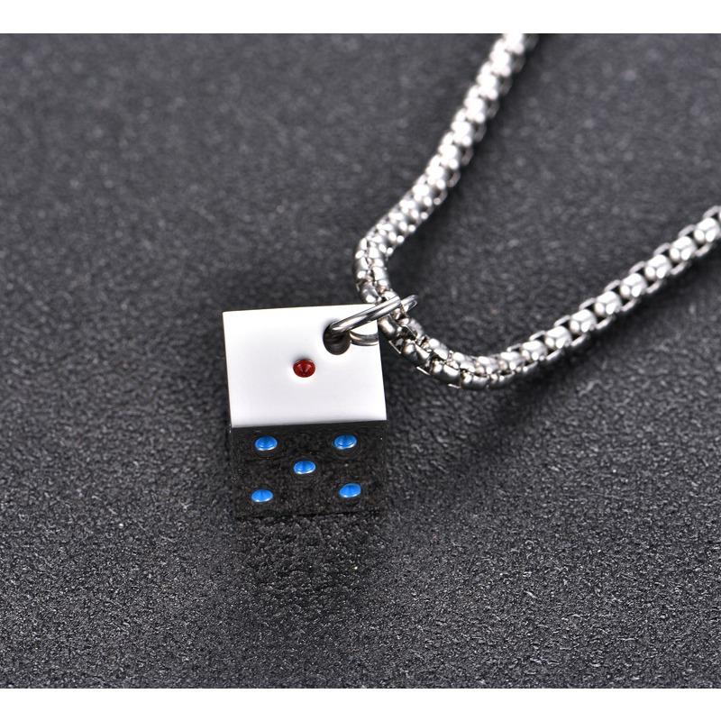 Dice Necklace Men's Cube Mahjong Lucky Dice Pendant Jewelry