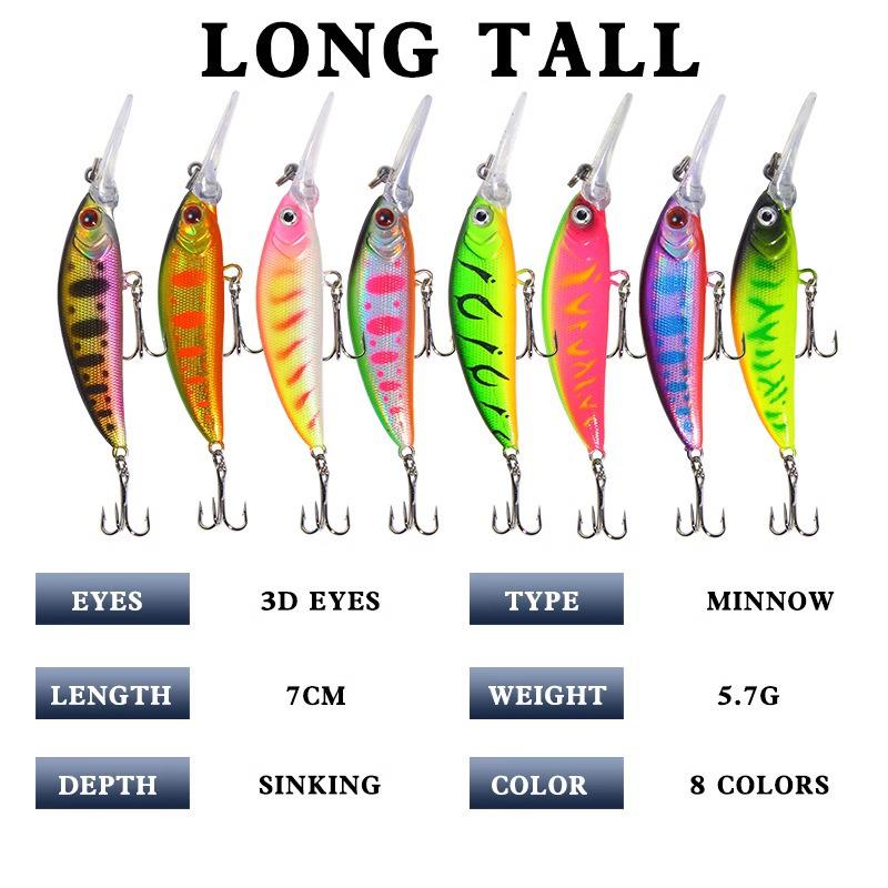 Slow Sinking Soft Bait Minnow for Bass, Crucian Carp, Tilapia, Red Eye Trout, and Aspius