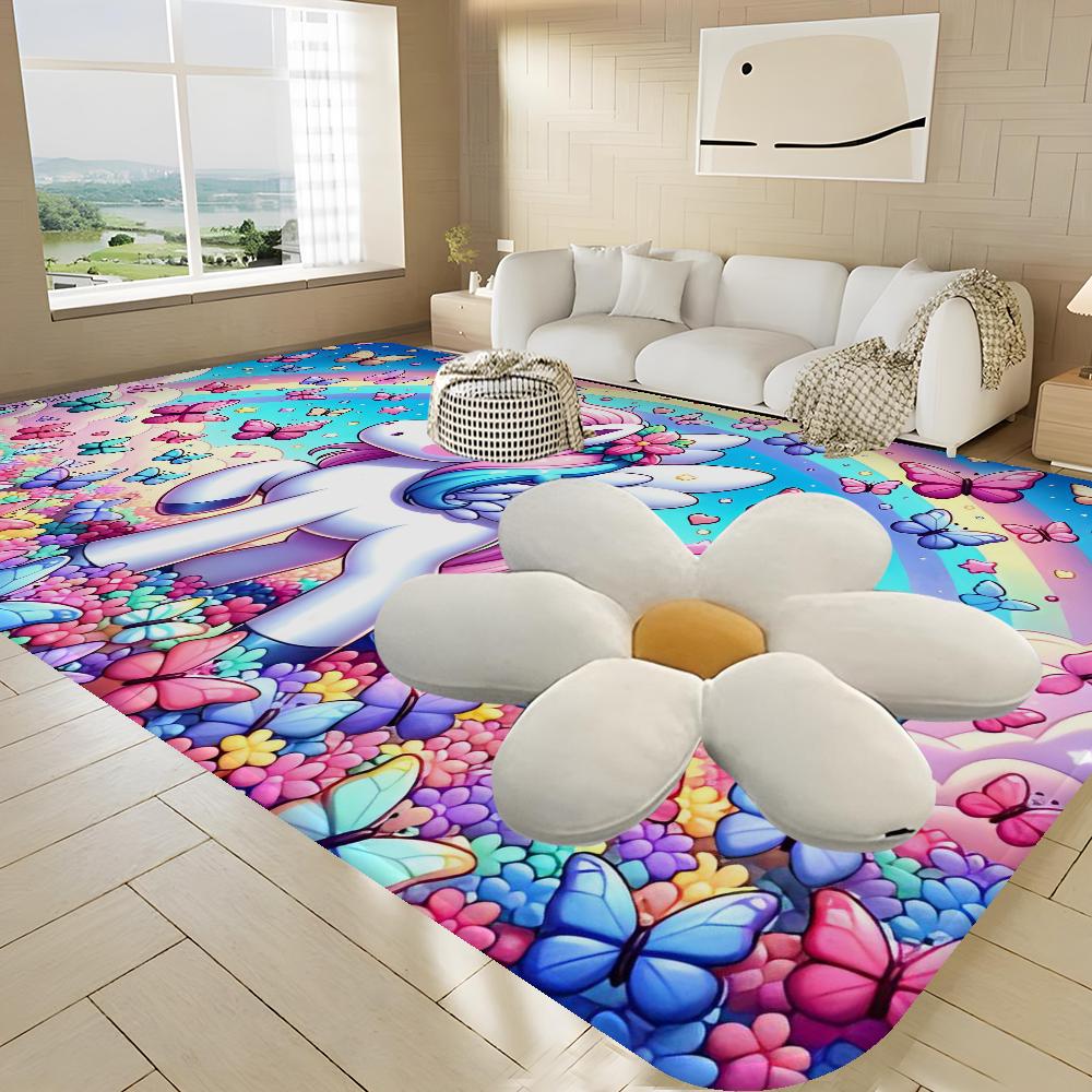 Cartoon Unicorn Animal Bathroom Mat Kids Room Bedroom Decoration Balcony Anti-Slip Doormat Living Room Bedside Area Rugs