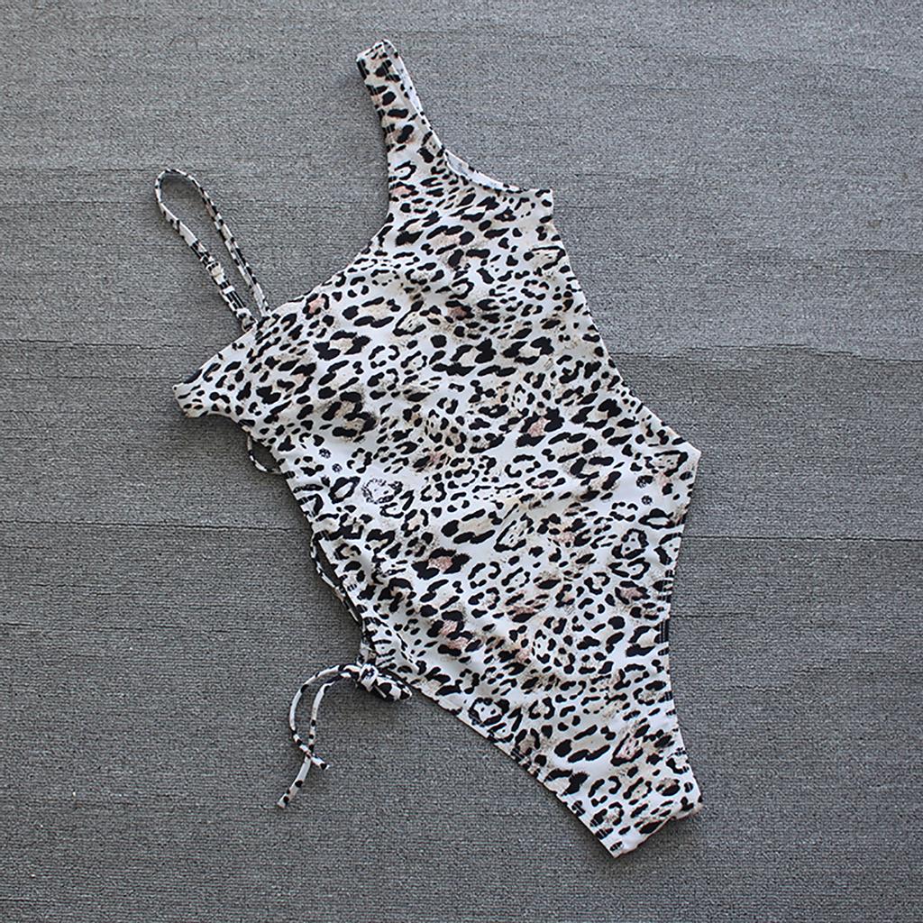 Women's Swimwear Sexy Leopard Printing Sling Bandage One-piece Swimsuit