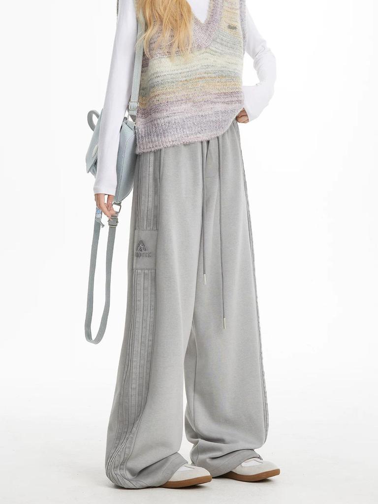 American Retro Stripe Sweatpants Women 2025 - Spring/Autumn Casual Wide Leg