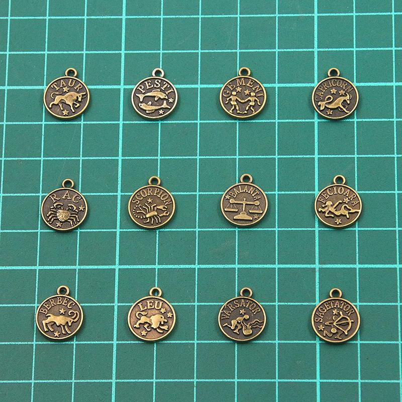 10 or 12pcs 12X15mm DIY retro alloy jewelry accessories 12 constellation pendant