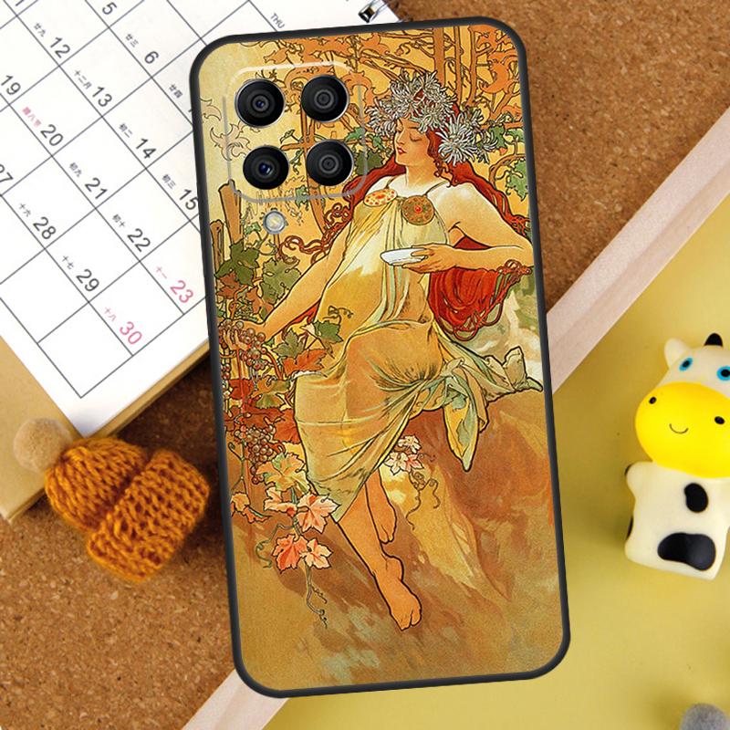 Alphonse Mucha Painted Case For Samsung Galaxy M31 M51 M21 M12 M32 M52 M20 M13 M23 M33 M53 M14 M34 M54 M30s Cover