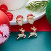 Joyful Christmas Santa Reindeer Gingerbread Stud Earring Set for Women Merry Holiday Rhinestone Earrings Festive  Accessories