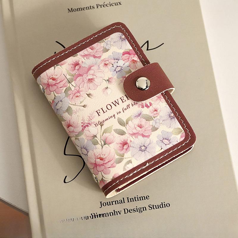 Mini Porte-Cartes Rétro Peinture à l'Huile pour Femmes Grande Capacité Multi-Fentes pour Cartes Housse pour Carte d'Identité Sac de Rangement pour Permis de Conduire Porte-Monnaie