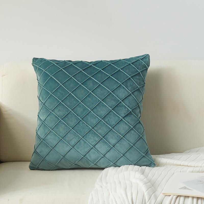 New Dutch Velvet European Style Model House Plaid Embroidered Diamond Pattern Pillowcase Fashionable Ins Style Pillowcase