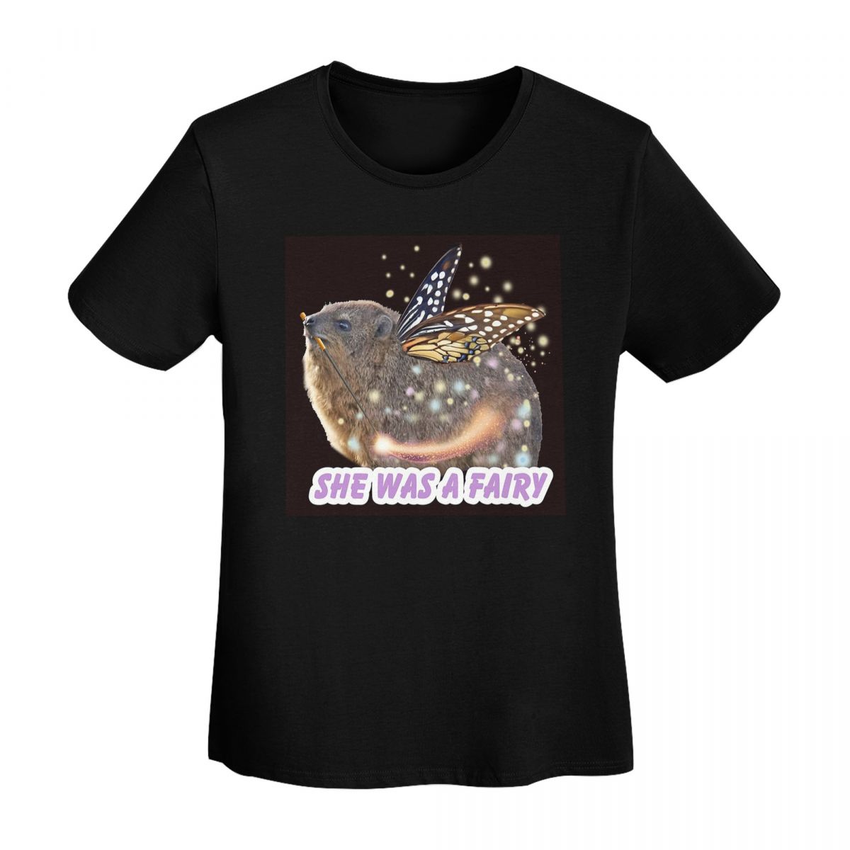 

Rock Hyrax Fairy TShirt Women Short Sleeve T Shirts Crew Neck Clothes Cotton Summer Tees Streetwear S