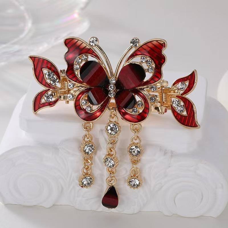 Fashion Crystal Butterfly Women's Hair Clip Colorful Rhinestone Elegant Kawaii Girl Tassels Hair Accessory Hair Clip Headband