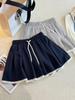 Women's Summer Lace Trim Pleated A-line Skirt with Elastic High Waist and Drawstring