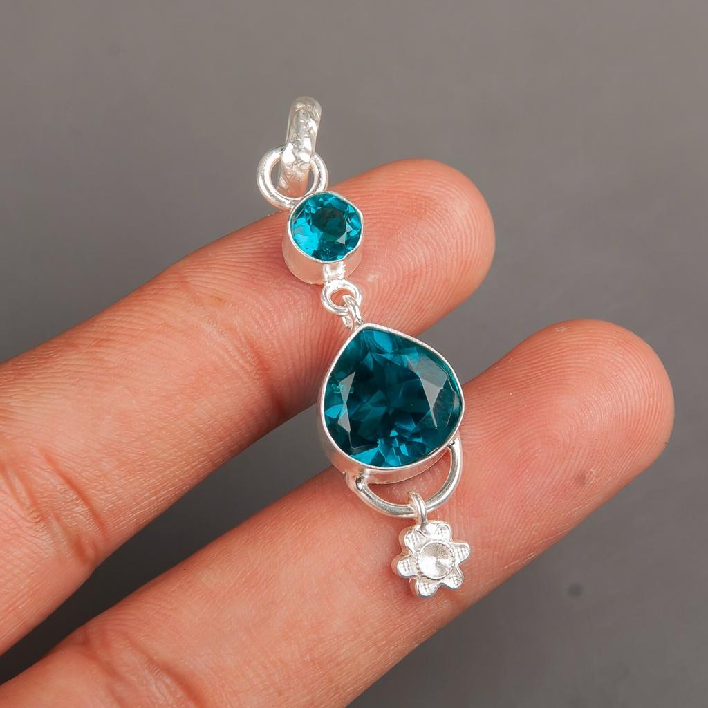 Apatite Gemstone 925 Sterling Silver Jewelry Handmade Pendant 2.00" For Women PP-5-11