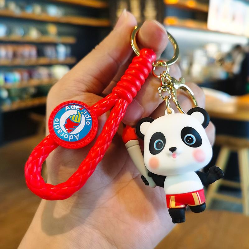 

Woven China-Chic Cartoon Panda Key Chain Cute Bag Car Key Personalized Gifts Y2k Fashion Toys Anime Chain Push Small Gifts