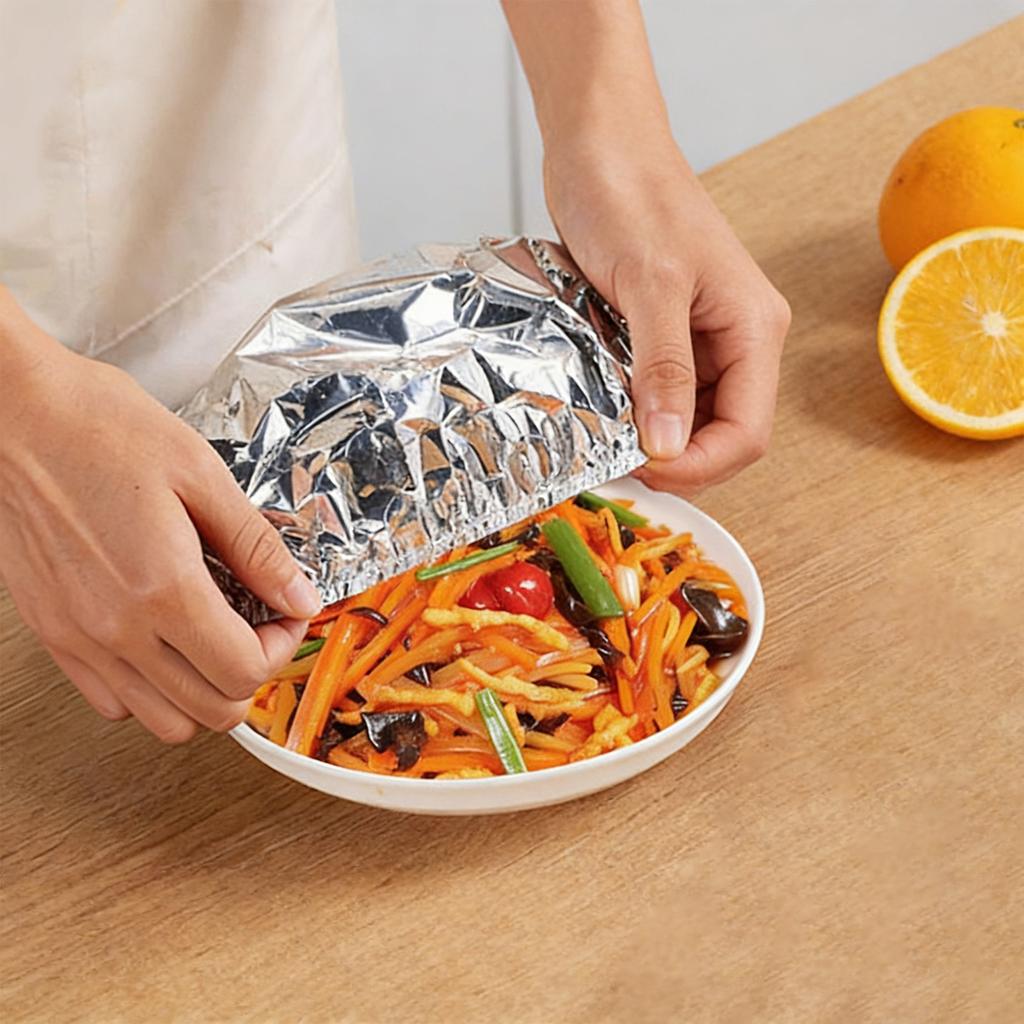 Reusable Aluminum Foil Food Covers Tin Foil Food Insulation Cover Fits Various Dish Shapes Elastic Bowl Covers
