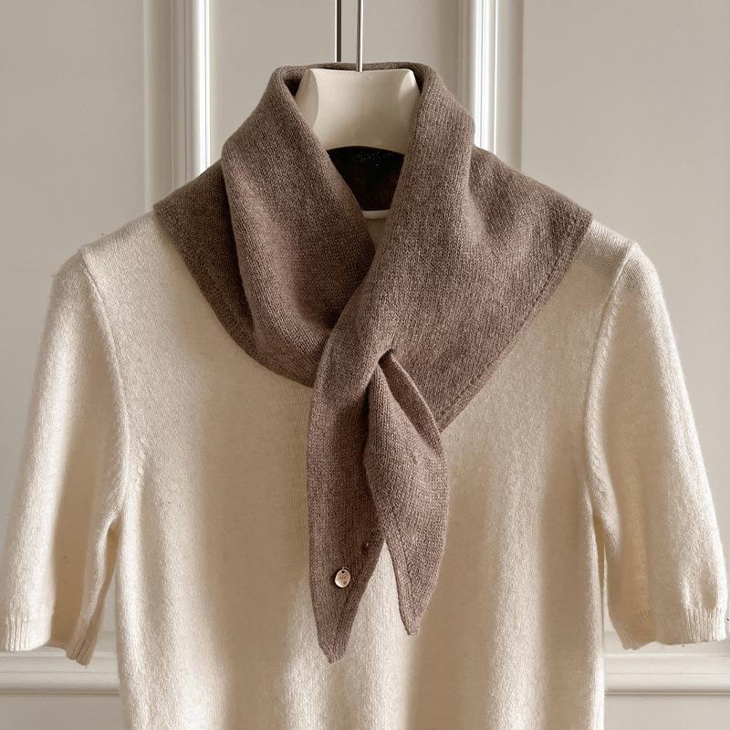 Knitted Scarf Women Wool Winter Warm Scarves Bright Solid Color Design Thickened Shawl Soft Triangle Pure Wool Neck