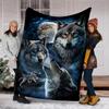 1PC Black White Wolf Contrast Plush Blanket Suitable All Seasons Soft Comfortable Sofa Office Outdoor Travel Home Use