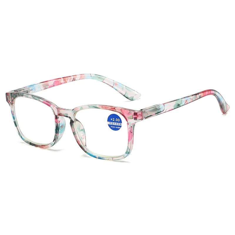 

Anti Blue Light Reading Glasses Floral Print Pc Frame Presbyopia Eyeglasses Fashion Cat Eye Eyewear Far Sight Glasses +1.0~+4.0 +4.0