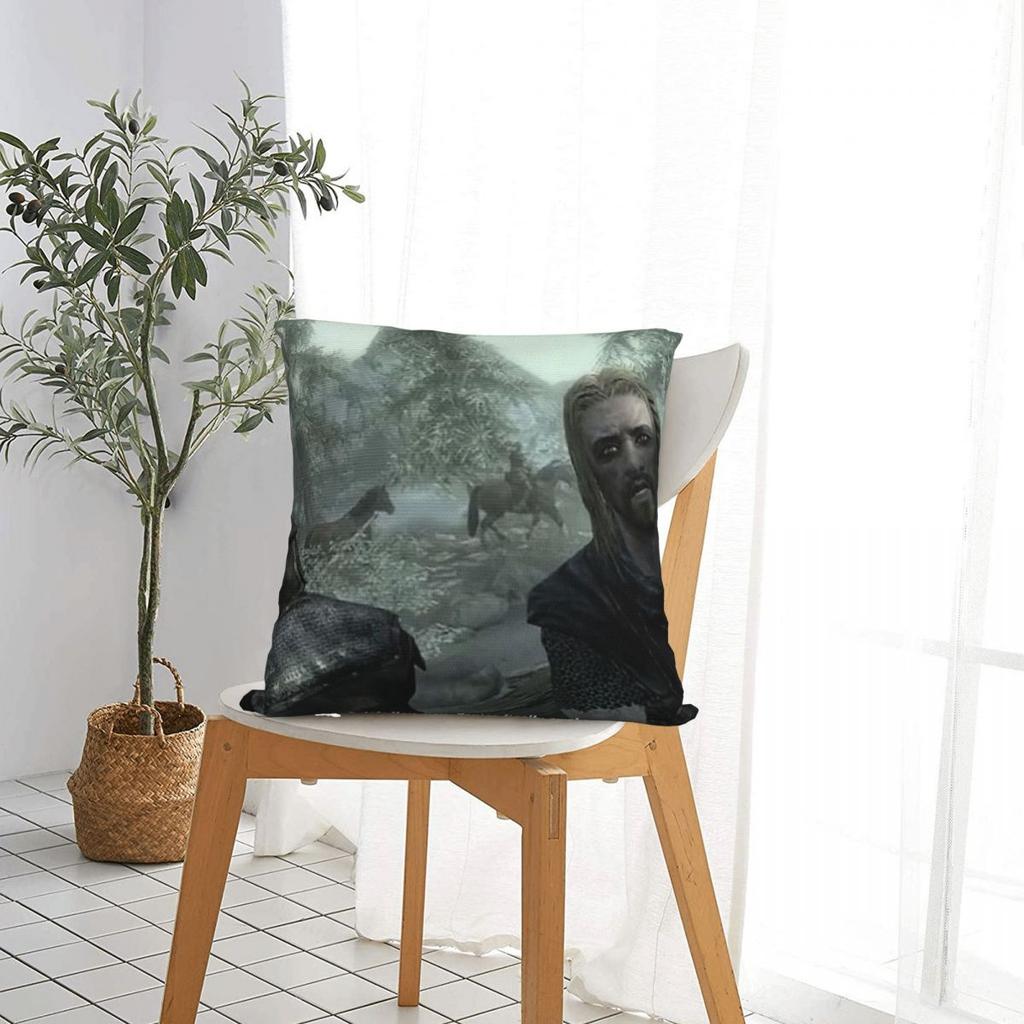 Hey Du Du Bist Endlich Wach Skyrim Meme Quadratische Kissenhülle Kissenbezug Kissenhülle Überwurf-Kissenbezug Für Zuhause Sofa Wohnzimmer
