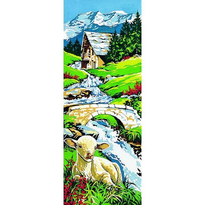 Canevas antique L'agneau 25x60cm