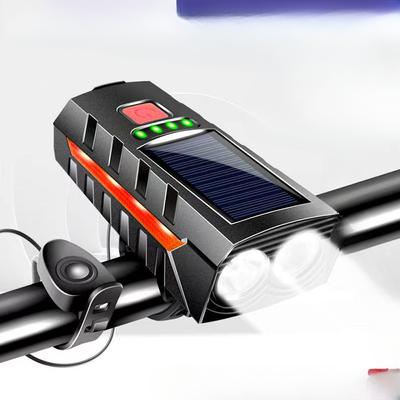 Solarbetriebene Fahrrad-Doppelkopf-Horn-Frontleuchten, USB-Aufladung, Outdoor-Radfahren, hohe Dezibel-Horn-Warnleuchten, grenzüberschreitend