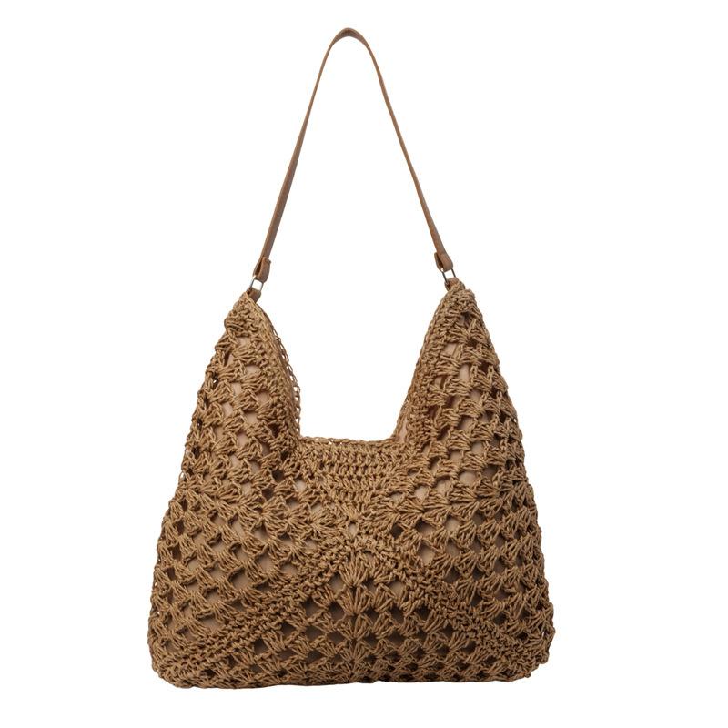 Borsa Tote di Paglia da Donna Grande Capacità Vintage Vacanza Borsa a Spalla Tutto Borsa a Mano Casual Designer Vuota Estiva Borsa da Spiaggia